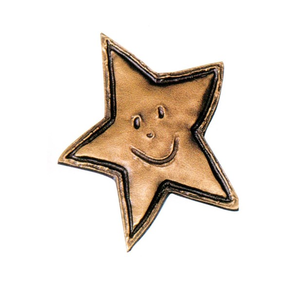 Stern aus Bronze mit Gesicht für ein Kindergrab