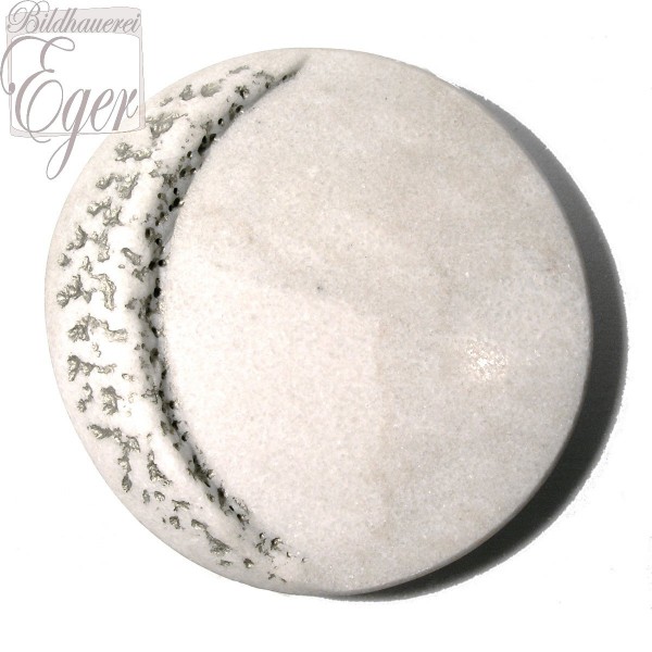 Kindergrabstein Mond aus weiß-grauem Marmor